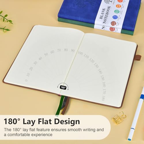 Blank Journal Notebook 5.9"×8.5", Leather Sketchbook,160 Pages Sketch book - color: Brown, size: Blank Page