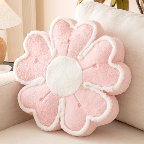 Flower Shaped Decorative Throw Pillow Cushion for Bed Couch, Cute Flower Plush Throw Pillows Home Decor Floor Pillow Seating Cushions (Pink, 13.7 Inches) - color: Pink, size: 13.7 Inches