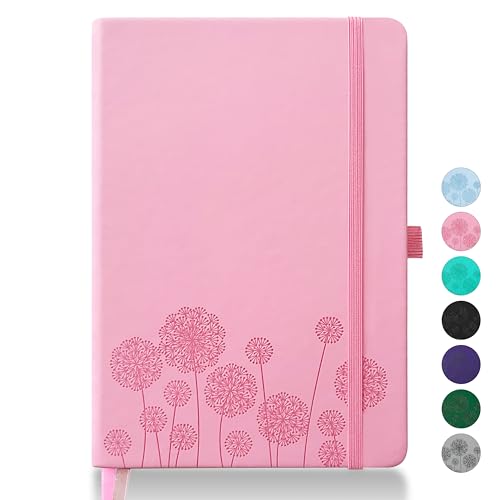 Notebook Journal for Women,A5 Hardcover Leather Journaling Notebooks for Work,200 Pages Travel Journal for Women Men with Pen Holder and Ribbon,5.78"×8.34"(Pink) - color: Pink