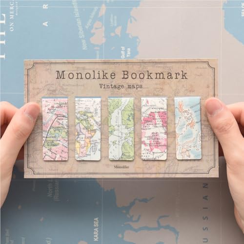 Monolike Magnetic Bookmarks Vintage Maps, Set of 5 - color: Vintage Maps