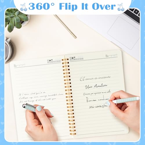 CNhoqc Blue Spiral Journal Notebook, 4Pcs Blue Bow Coquette Preppy Notebook - color: Blue-4pcs