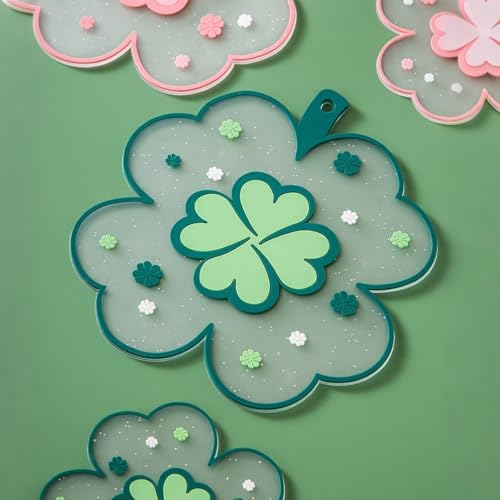 Kawaii Pot Holders for Kitchen Essentials Decor for New Home Clover Trivet - size: Green Clover Trivets 2pcs