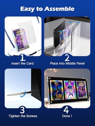 Acrylic Trading Card Display Frame with Inner Holder, for 35PT Card for Baseball, Football, Basketball Cards, UV Protection Desktop Display Frame for TCG, MTG, Comic Cards (Black, 3-Slot (1Pack)) - color: Black
