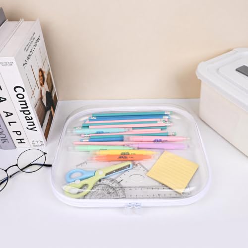 Clear Hard Shell Zipper Case,3PCS Transparent Clear Zipper Pouches,Hard Side Plastic Case Set,Portable Travel Storage Organizer Bins - color: 3PCS-LMS