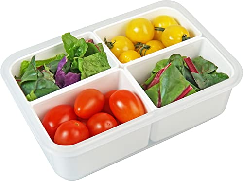 carrotez 4 Compartment Food Container - 4.6 Cup (1100ml) - color: White, size: 4 Compartment (4.6 Cup)