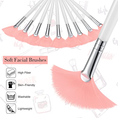 Maitys 9 Pieces Facial Fan Mask Brushes, Champagne, Pink, White - color: Pink, White