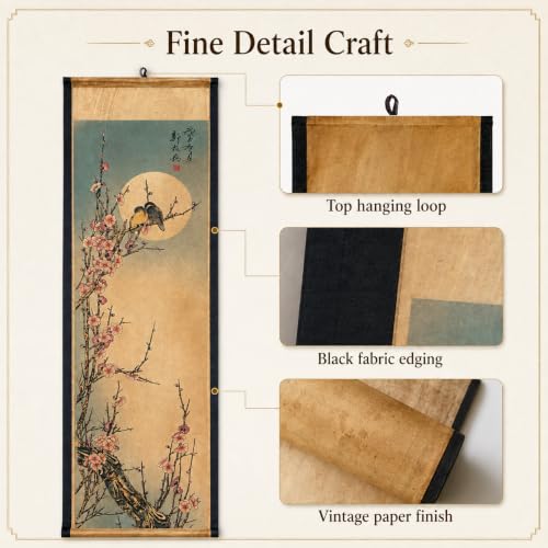 Wall Art Poster Prints Painting Scroll Hang Decor Plum Bossom Flower Bird - color: F1