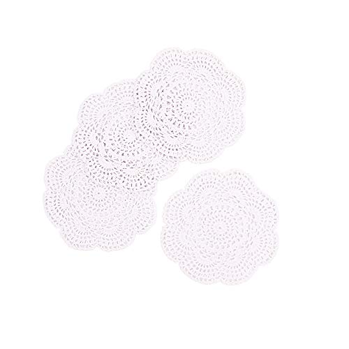 Phantomon 8 Inch Doilies Crochet Round Lace Doily Handmade Placemats 100% Cotton Crocheted Coasters, Pack of 4 (White) - color: White