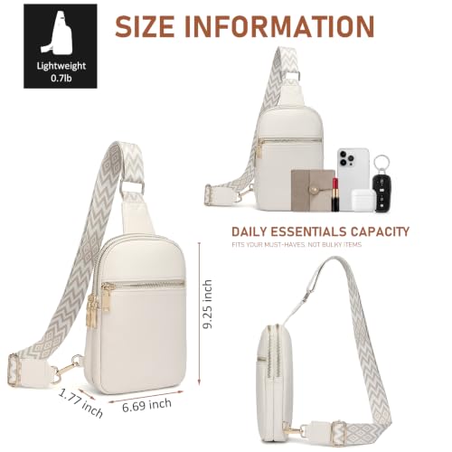 DIOMO Anti Theft Small Sling Bag for Women Cross Body Bag Trendy, RFID Fanny Packs Vegan Leather for Women Travel Belt Purse - color: Beige-Gold Zipper
