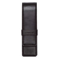 DiLoro Leather Double Pen Case Pencil Pouch Holder for Two Fountain Ballpoint Rollerball Pens and Pencils (Espresso Dark Brown) - color: Espresso Dark Brown