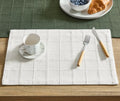 ZeeMart Linen Checked Farmhouse Placemats Set of 6, Bright White 13x19in - color: Bright White, size: Set of 6