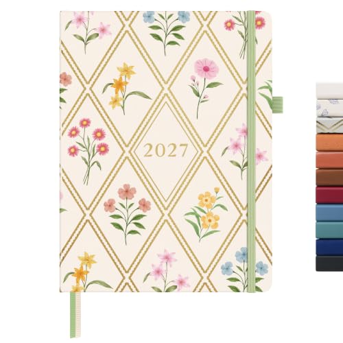 &And Per Se 2027 Planner, 12-Month Monthly & Weekly, 2027 Calendar Planner with 100gsm Paper, B5 Hardcover Faux Leather, 7.5" x 10" (Diamond Floral) - color: Diamond Floral, size: 7.5" x 10"(Jan 2027-Dec 2027)