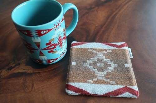 RUTH&BOAZ Wool Blend Ethnic Inca Pattern Fabric Coasters/for Camping, Parties/Set of 4/4" Square (Q-b)