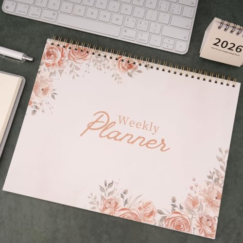 Undated Weekly Planner Notepad, 8.5" x11", 52 Weeks, Blush Pink - color: Blush Pink