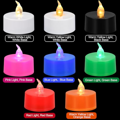 KOABY 24 Pack Red Light Flameless Tea Lights, Red Base, Last 100H - color: Red Light, Red Base, size: 24 Pack
