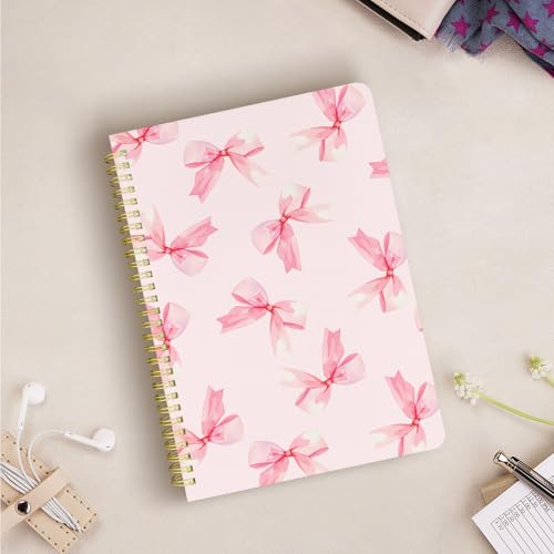 Cute Spiral Notebook Lined Journal B5 Note Book with Pocket, Bowtie - color: Big Bow
