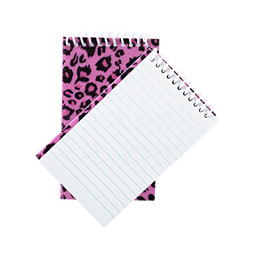Super Z Outlet Multi-Color Assorted Plush Felt Animal Tiger Cheetah Print Design Spiral Bound Notebook Pads for Children Classroom, Party Favors, Note Paper (12 Pack)