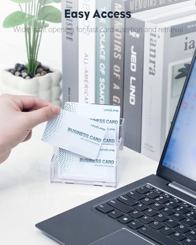 Uniclife 2 Pack Acrylic Business Card Holder for Desk, 180 Card Capacity - color: 3 Slot, size: 2 Pack