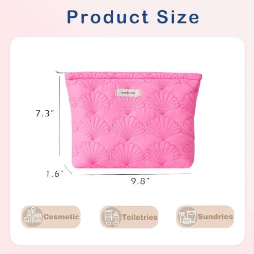 RSRSLEII Quilted Cotton Seashell Makeup bag, Travel Toiletry Bag, Hot Pink - color: 10 Hot Pink