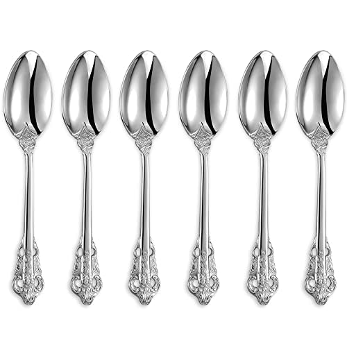 KEAWELL Luxurious 6-Piece 5.1-Inch Espresso Spoon Set (Silver) - color: Silver