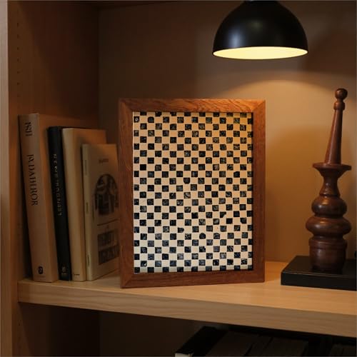 42x32CM Rectangle Mother of Pearl Checkerboard Wood Border Serving Tray - color: Checkerboard