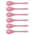 Pink 6 pcs Porcelain Egg Spoons Ceramic Spoons 4.7 inch Coffee Dessert Yogurt Tea Milky Tea - style: Pink