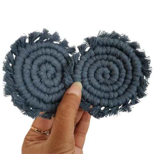 Cotton Car Coasters for Cup Holders, 2PC Car Cup Coasters, Drink Coaster Holder, Cute cupholder Coaster Accessories for Women, Macrame, Boho (Peacock Blue) - color: Peacock Blue