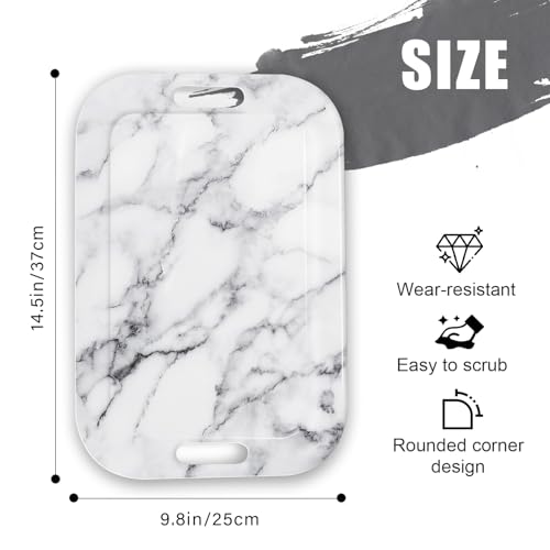 Serving Trays with Handles, 14.5 x 9.8 inch Rectangular Plastic Tray for Restaurant, Kitchen, Gray White Marble - color: Gray White Marble