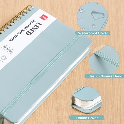 deli Green Lined Spiral Journal Notebook, 160 Pages, A5 (5.5"x8") Hardcover Writing Notebook, College Ruled Spiral Bound Journal for Women & Men - Perfect for Work, School, Office & Note Taking - color: Green