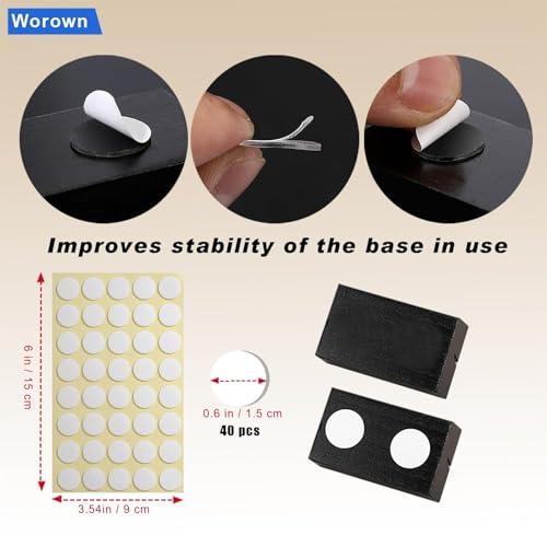 Worown 12 Pcs Mini Wooden Place Card Holders, Small Wooden Table Number Stands, Name, Price Tags Stands for Party Buffet, Wedding, Cafe Bar, Dining Room ( Black-Includes Adhesive Stickers) - color: Black