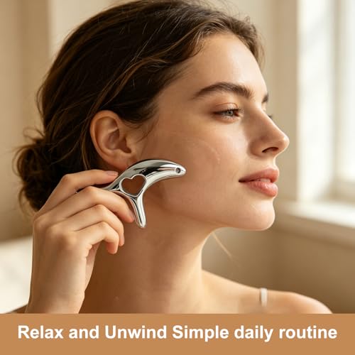 Metal Massage kit, Trigger Point Massage Tool + Gua Sha Muscle Scraper for Deep Tissue Massager, Lymphatic Drainage Massager Fascia Release Tools for Neck, Shoulder, Back, Face(Silver)