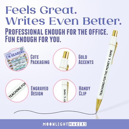 Moonlight Makers Ballpoint Pens Black Ink, Set of 5, Shh. I'm Reading, Desk - color: Shh... I'm Reading