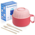 Large Ramen Bowl,40oz Ramen Noodle Bowls Microwavable, Ramen Cooker with strainer, Microwave Pasta Cooker, Gift for College Boys Girls Male Female Dorm Room Essentials Instant Lunch - color: Pink