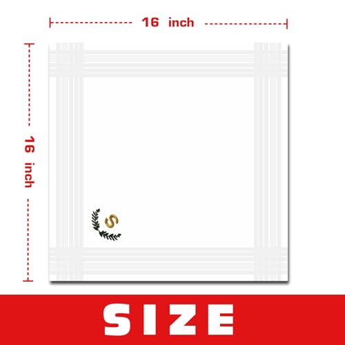 3 Pcs Men's Handkerchiefs, White Embroidered Initial Monogrammed Handkerchiefs for Men Suit Soft Cotton - style: S