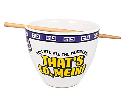 Bowl Bop Lo Mein Noodles Japanese Ceramic Dinnerware Set | Includes 16-Ounce Ramen Bowl and Wooden Chopsticks | Asian Food Dish Set For Home & Kitchen | Kawaii Anime Gifts, Snack Collectible