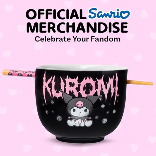 Silver Buffalo Sanrio Hello Kitty Kuromi, Ramen Bowl with Chopsticks, 20oz - color: Kuromi, size: 20 Ounces (No Spoon)