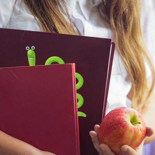 Funny Bookworm Clip Bookmarks for Kids - Green - color: Green