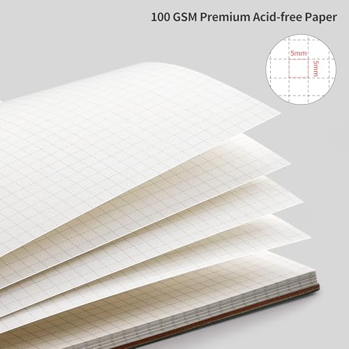 RETTACY Graph Grid Paper Notebook, 96 Pages, A4 Large Size (8.5'' x 11'') - color: Brown, style: Grid