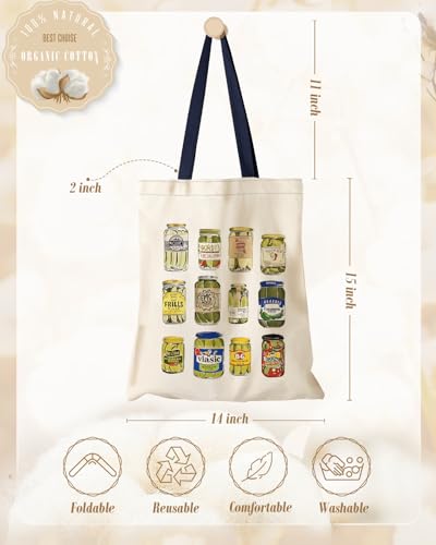 Miss Adola Canvas Tote Bag for Women with Inner Pocket - color: Canned Pickle