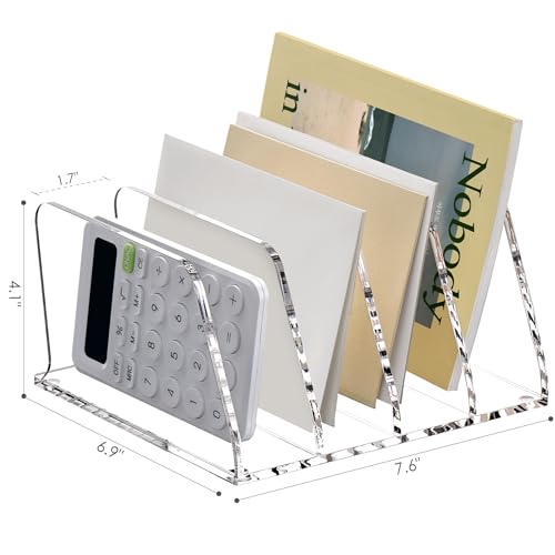 SANRUI Acrylic Bill Mail Sorter Desk Organizer Holder,4 Compartments Clear - size: 4 Compartments Tilted Enlarge