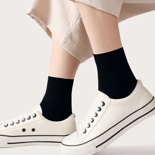 MAGIARTE Womens Mini Crew Cotton Socks,6 Pairs - color: Color#09 Black