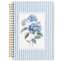VIIJJUE Blue Hydrangea Stripe Notebook Journal, Hydrangea Gifts, Blue Notebook Office Supplies, Hardcover Spiral Journal 5.5x8.3 Inch - color: B- Blue Hydrangea