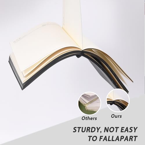 BOBO RABBIT Softcover Lined Notebook 348 Pages Vegan Leather Thick Journal - color: Black