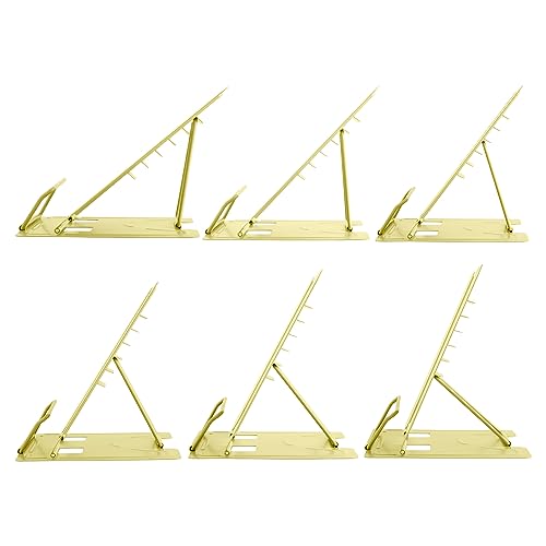 Honagu Book Stand Metal Desk Book Holder, Book Holders for Reading Hands Free, Adjustable Cookbook Documents Holder, Portable Bookstand for Music Books, Textbook, Recipe, Tablet, Ipad（Light Yellow） - color: Light Yellow