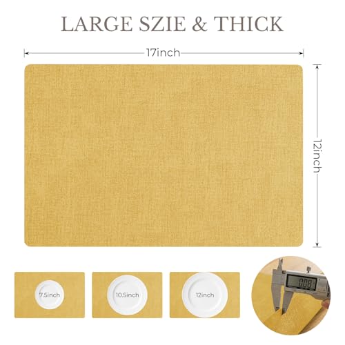 Romanstile Faux Leather Vinyl Placemats Set of 6, Yellow - color: Yellow