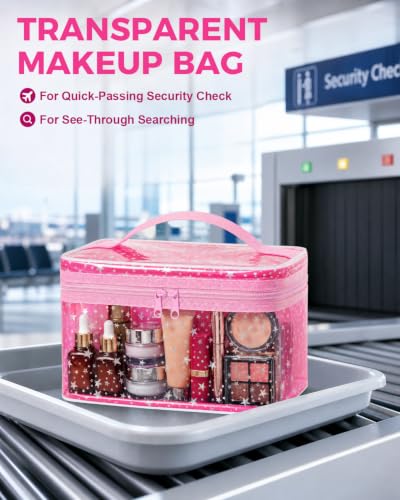 Star Clear Makeup Bag, Waterproof Travel Cosmetic Bag Toiletry bag,Pink - color: Pink