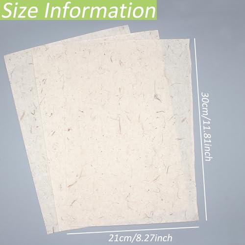 Benvo 50 Sheets A4 Natural Mulberry Paper Visible Leaves Fiber Rice Paper Printable Decoupage Tissue Paper Sheets for Writing, Painting, Card Making, DIY Crafts(8.3x11.7in, Semi Transparent Jute) - color: natural jute