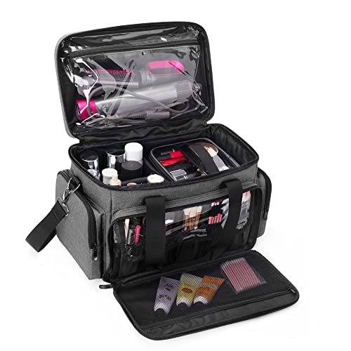 BAFASO Makeup Bag with 2 Removable Pouches and Detachable Dividers, Gray - color: Gray