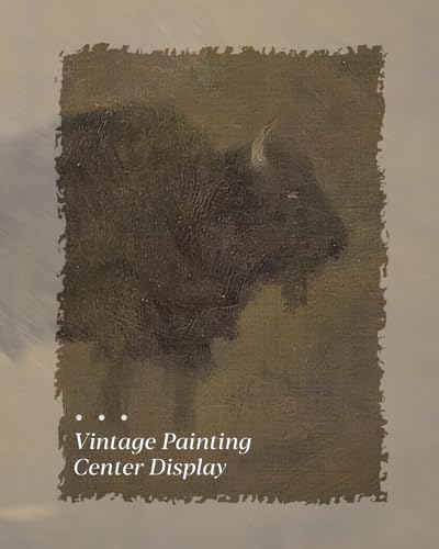 HUARCEY Gold Framed Canvas Wall Art, Retro Bison Picture Decor, 8x10 Inch - color: Bison Art, size: 10"L x 8"W