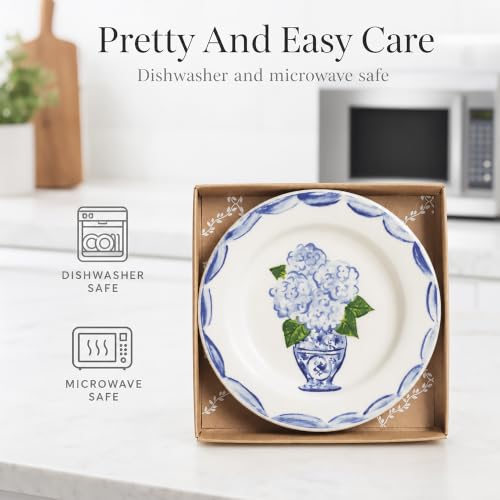 Mud Pie Ceramic Hydrangea Tidbit Plate - color: Blue